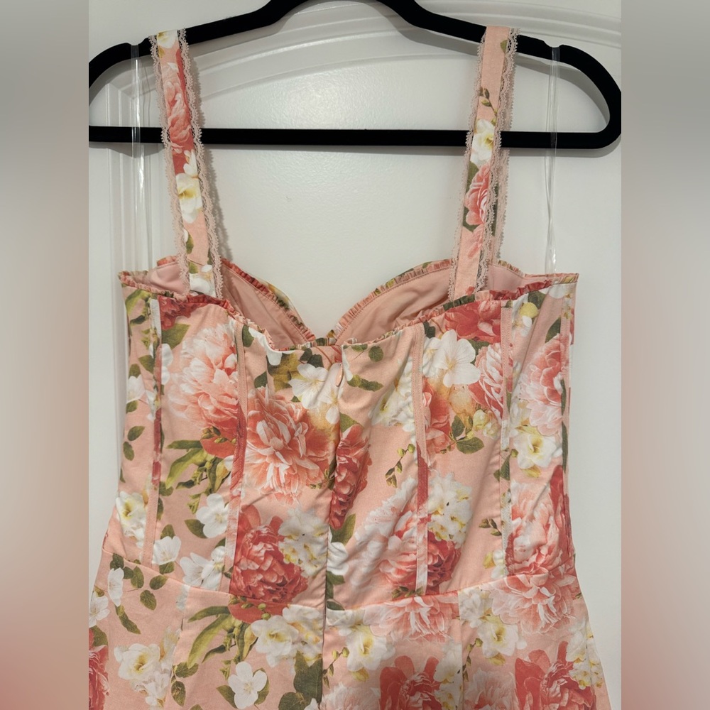 House of CB ROSALEE Pink Peony Print Cotton Bustier Sundress - Picture 10 of 12
